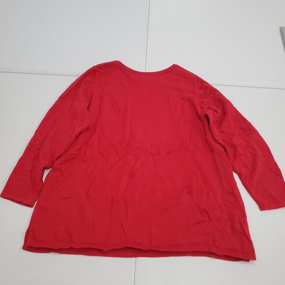 Quacker Factory Sweater Womens 1X Red Reindeer Sequin Christmas Holiday Pullover - Picture 3 of 9